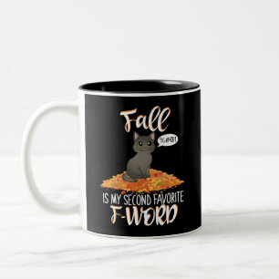 Fall is My Second Favourite F-Word - Cute Cat Two-Tone Coffee Mug