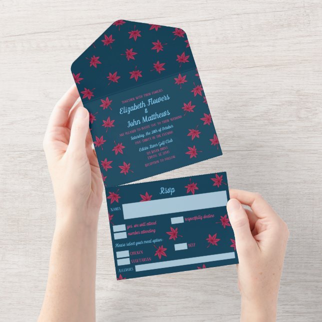 Fall Japanese Maple Wedding Invite (Tearaway)