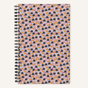 Fall Kawaii Cat and Pumpkin Notebook