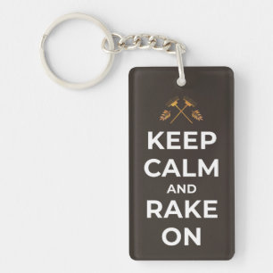 Fall Keep Calm and Rake On Custom Keychain