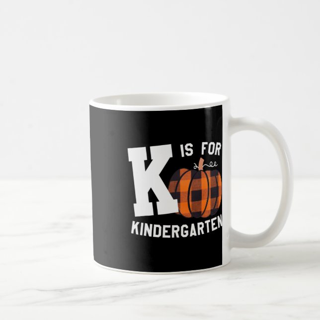 Fall Kindergarten Teacher K Is For Buffalo Plaid P Coffee Mug (Right)