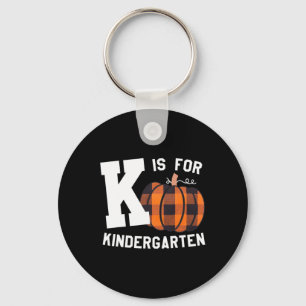 Fall Kindergarten Teacher K Is For Buffalo Plaid P Keychain