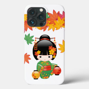 Fall Kokeshi Doll - Green Kimono Geisha Girl iPhone 13 Pro Case