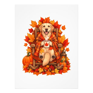 Fall Labrador with Maple Leaves Pumpkins Autumn Photo Print