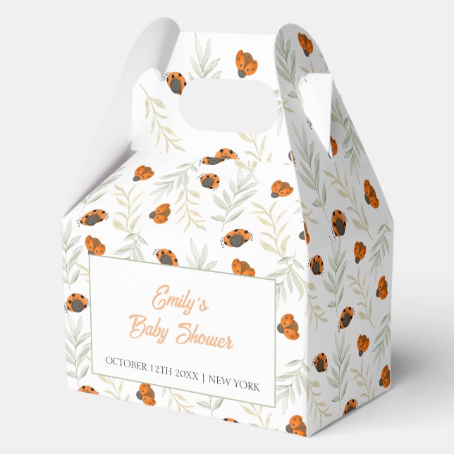 Fall Ladybug Greenery Baby Shower  Favor Box (Front)