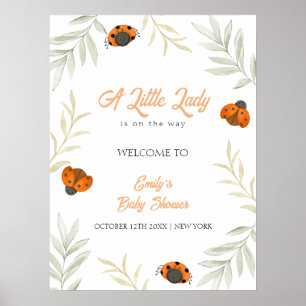 Fall Ladybug Greenery Baby Shower Welcome  Poster