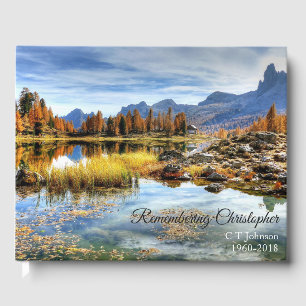 Fall Lake Reflection Funeral Condolence Guest Book