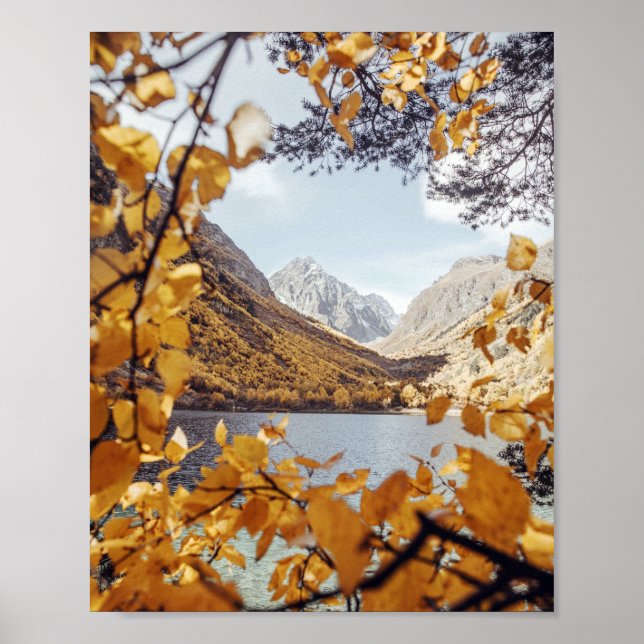 Fall Lake Spring Mountain 4k Wallpaper Simple Land Poster (Front)