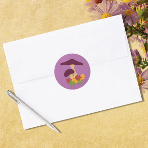 Fall Landscape Mushrooms Classic Round Sticker