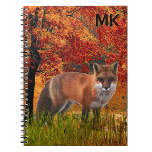 Fall Landscape with Red Fox Monogram  Notebook