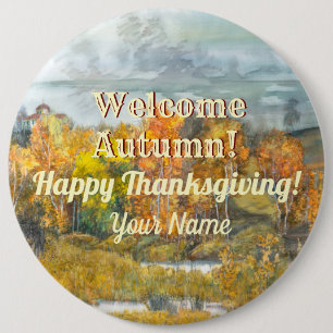  Fall landscapes watercolor 6 Inch Round Button