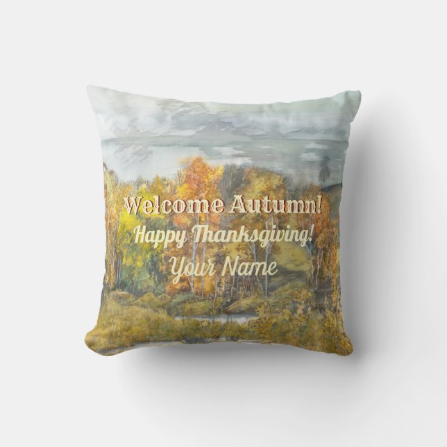  Fall landscapes watercolor  Outdoor Pillow (Front)