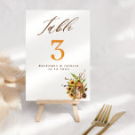 Fall Lantern & Sunflowers Calligraphy Wedding  Table Number<br><div class="desc">Fall Lantern & Sunflowers Calligraphy Wedding Table Number Personalize with your wedding details.</div>