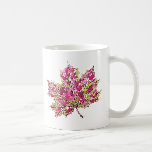 Fall Leaf Art - Boho Watercolor In Purple Coffee Mug (Right)
