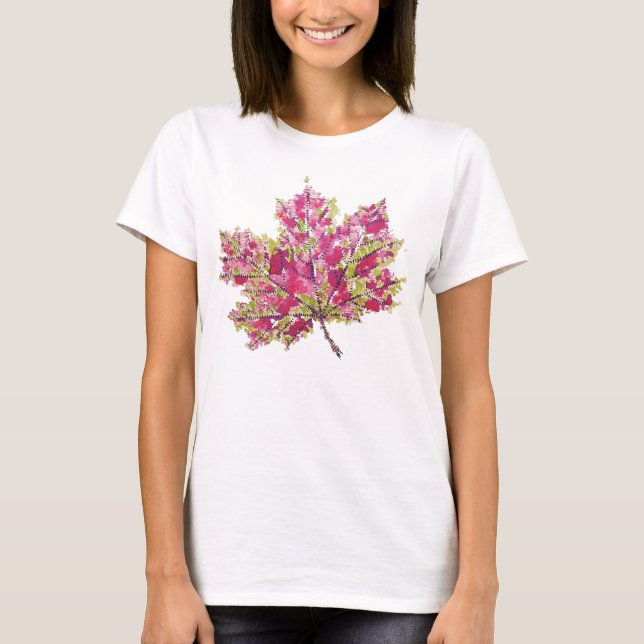 Fall Leaf Art - Boho Watercolor In Purple T-Shirt (Front)
