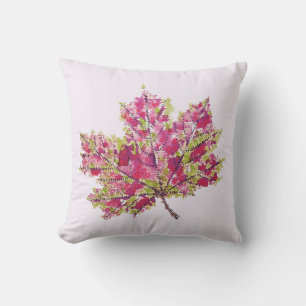 Fall Leaf Art - Boho Watercolor In Purple Throw Pillow