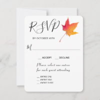 Fall Leaf Autumn 3 Entree RSVP Response Card