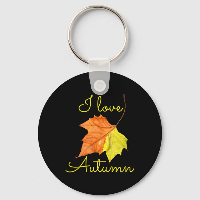 Fall Leaf Autumn September  Keychain (Front)