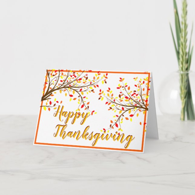 Fall leaf branches custom Folded Holiday Card (Front)