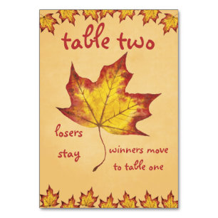 Fall Leaf Bunco Table Card #2