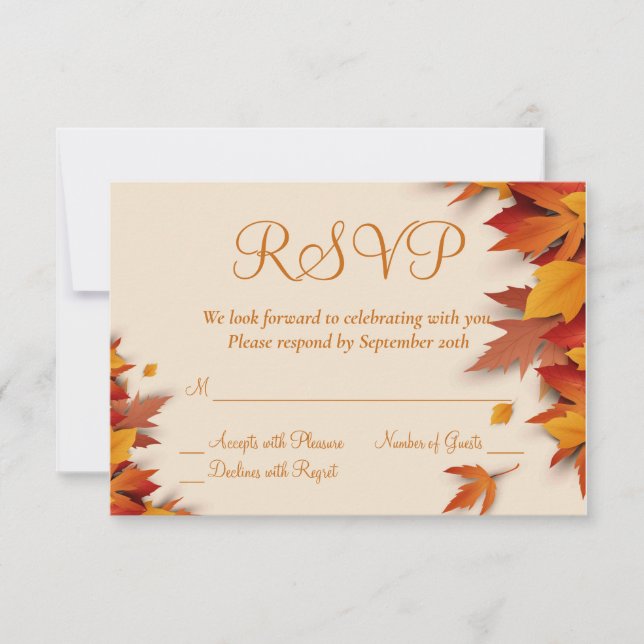 Fall Leaf Classic RSVP Card - Horizontal (Front)