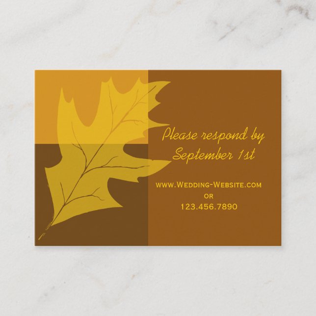 Fall Leaf Colour Block Wedding RSVP Response Card (Front)