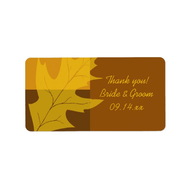 Fall Leaf Colour Block Wedding Thank You Favour Ta Label (Front)