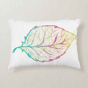 Fall leaf elegant cute pastel pink teal gold  accent pillow