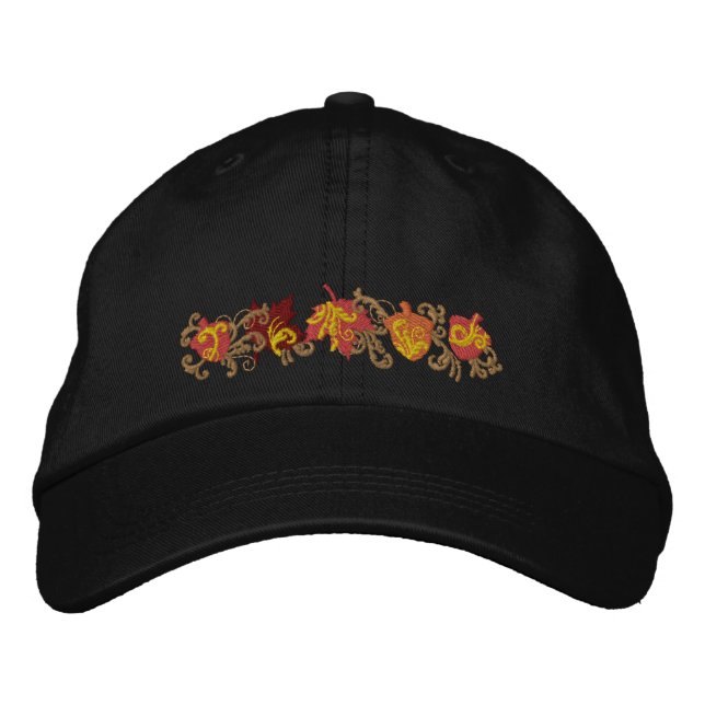 Fall Leaf Filigree Embroidered Hat (Front)