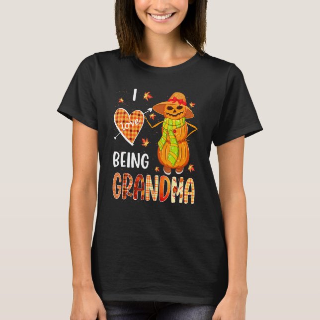 Fall Leaf Grandma Pumpkin Snowman Thanksgiving Aut T-Shirt (Front)