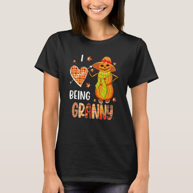 Fall Leaf Granny Pumpkin Snowman Thanksgiving Autu T-Shirt (Front)