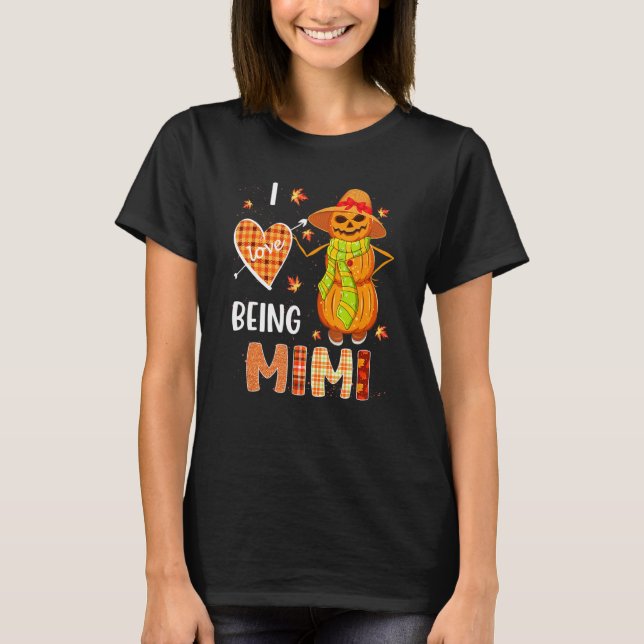 Fall Leaf Mimi Pumpkin Snowman Thanksgiving Autumn T-Shirt (Front)