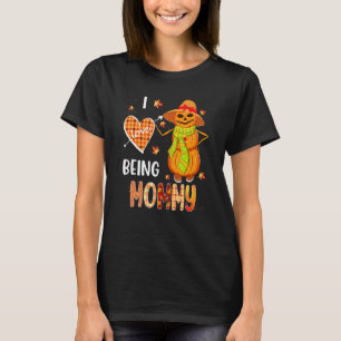 Fall Leaf Mommy Pumpkin Snowman Thanksgiving Autum T-Shirt