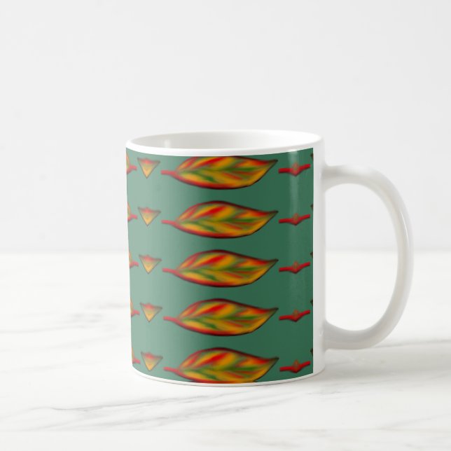 Fall Leaf Painted Patterned  Coffee Mug (Right)
