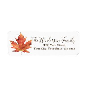 Fall Leaf Rustic Return Address