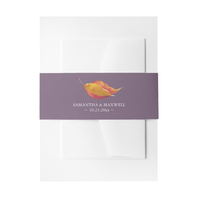 Fall Leaf Wedding Invitation Belly Band (Front Example)