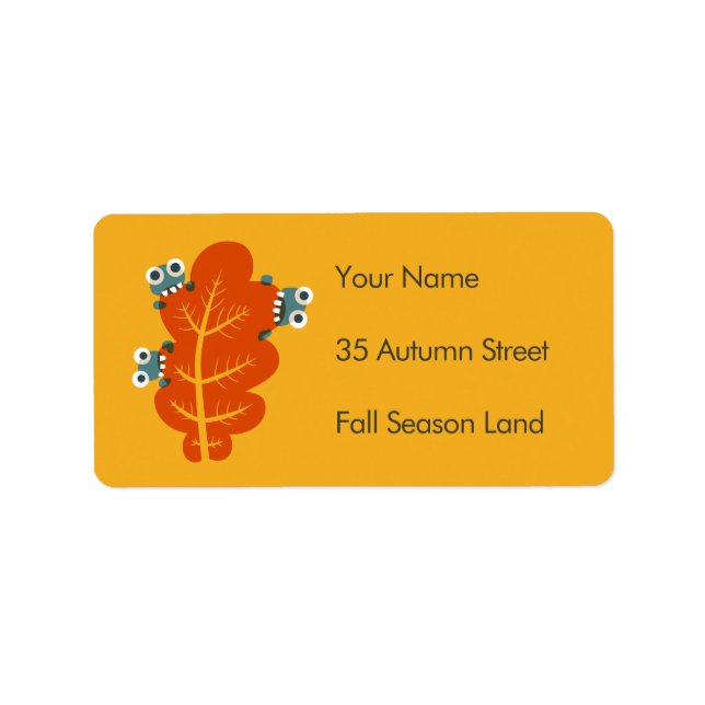 Fall Leaf With Cute Bugs - Fall Colours Label (Front)