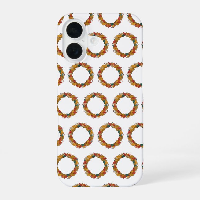 Fall Leaf Wreath Circle iPhone 16 Case (Back)