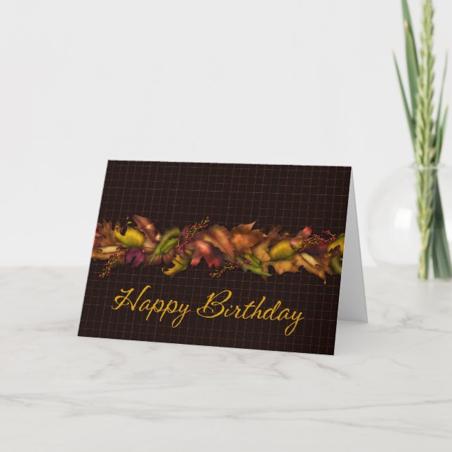 Fall Leaves 2 :: Happy Birthday Greeting Card (Front)