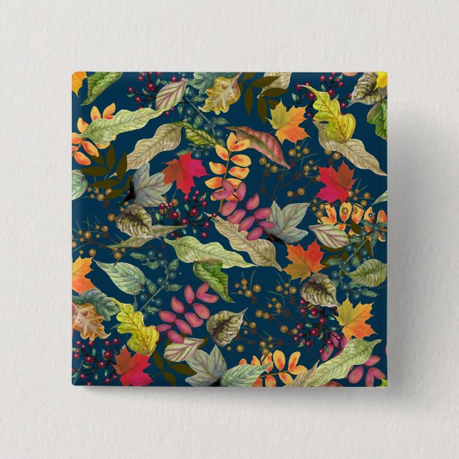 Fall Leaves 2 Inch Square Button (Front)
