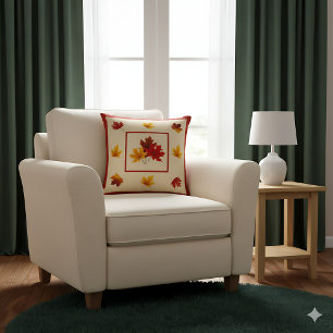 Fall Leaves Accent - Cozy Rustic Autumn Decor Throw Pillow