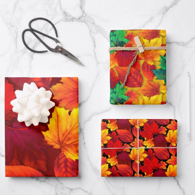 Fall Leaves All Occasion Wrapping Paper Sheet (Front)