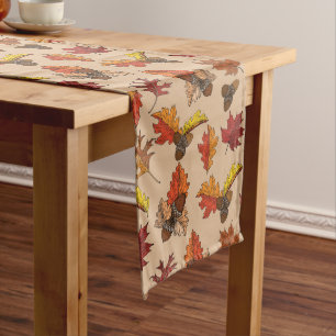 Fall Leaves and Acorn Design Long Table Runner