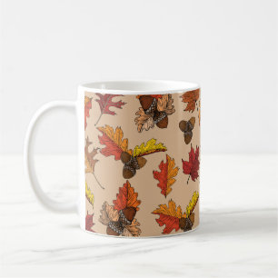 Fall Leaves and Acorn Pattern Coffee Mug