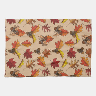 Fall Leaves and Acorn Pattern Kitchen Towel