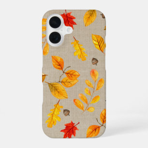 fall leaves and acorns iPhone 16 case