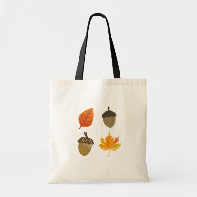 Fall Leaves and Acorns Tote Bag (Front)