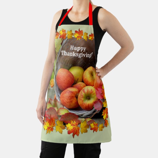 Fall Leaves and Apples, Happy Thanksgiving Apron (Insitu)