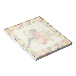 Fall leaves and bird  notepad
