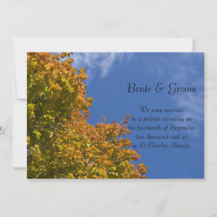 Fall Leaves and Blue Sky Marriage Announcement